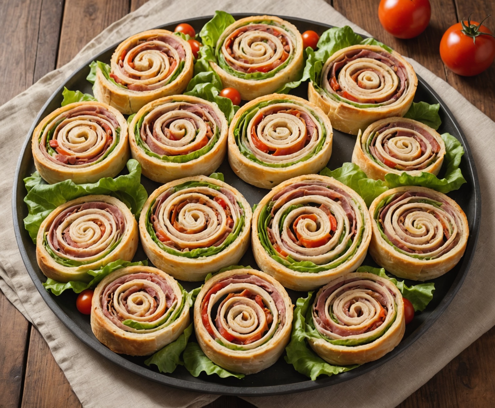 Pinwheel sandwich tray